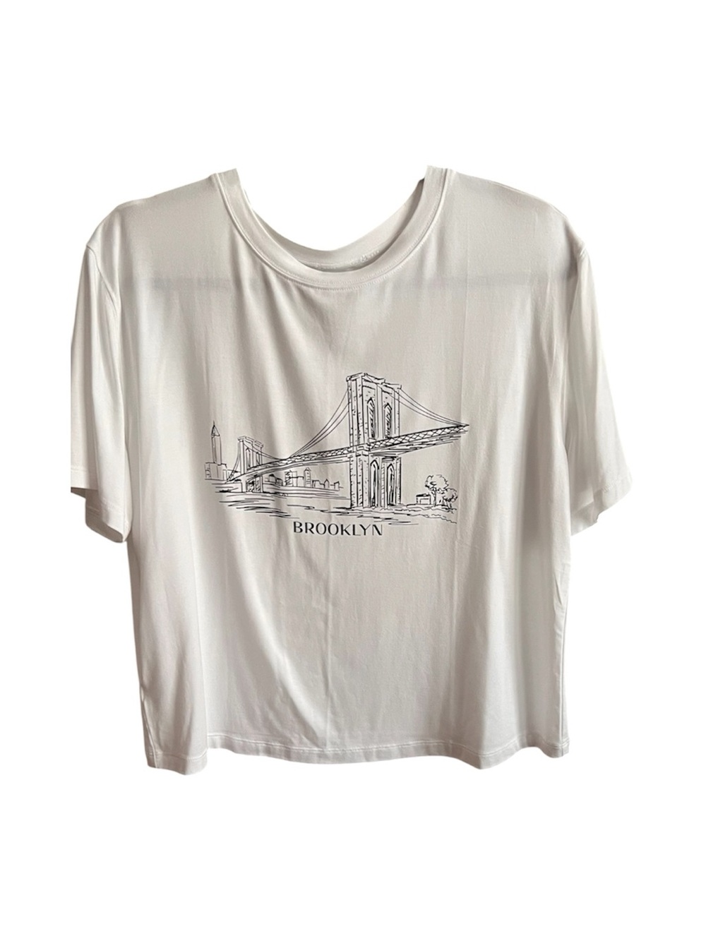 NWT Lou & Grey Brooklyn Graphic Tee in White with Black Print